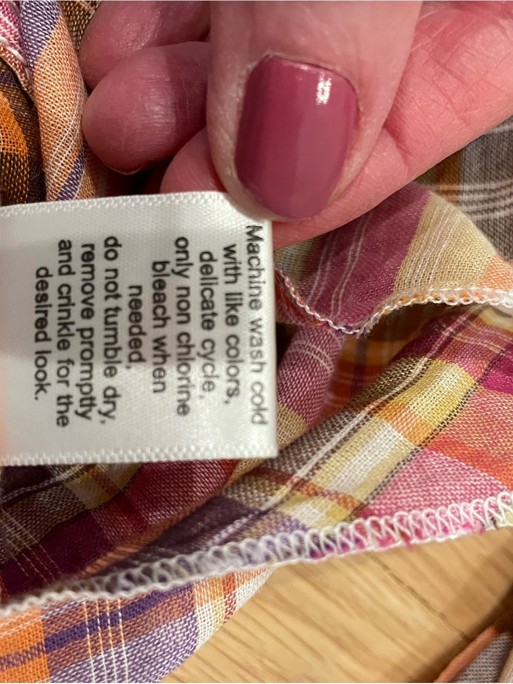 Cino Plaid Button-Front Shirt in Pink, Orange & Purple - Picture 7 of 9